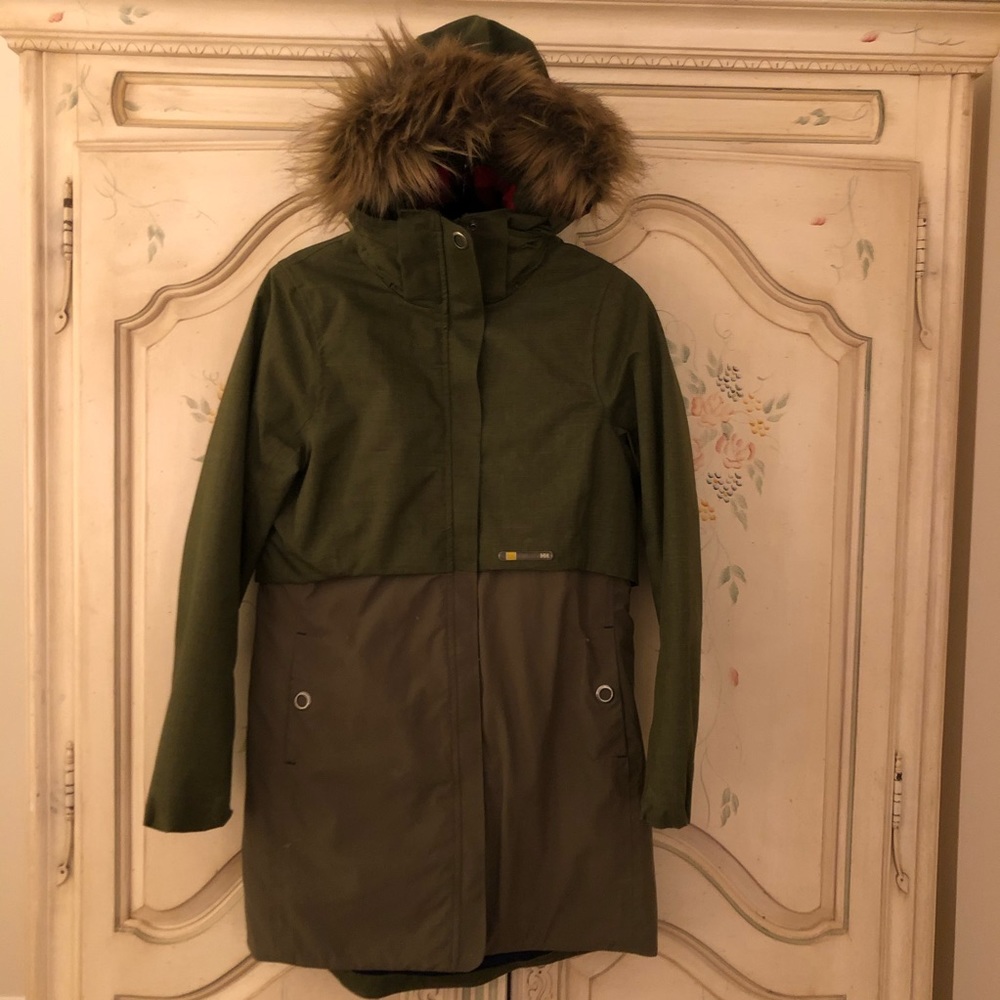 Helly Hansen Olive Green Buffalo Check Long Coat